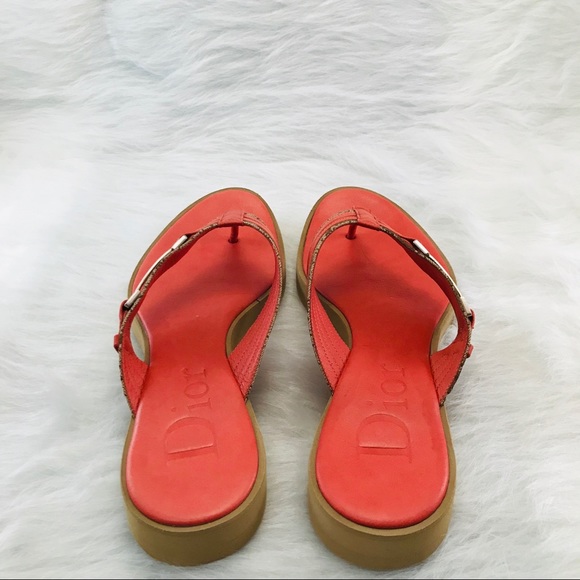 DIOR Orange Diorissimo Beach Tong Slippers - Picture 3 of 8